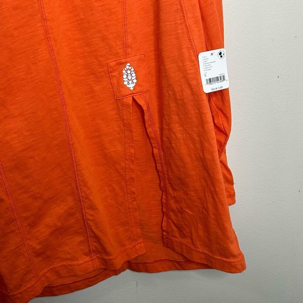 NWT FP Free People Movement Orange Oversized Side Slit Top Long Sleeves sz Large - Picture 7 of 10